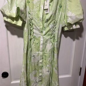 Green Floral Midi Dress